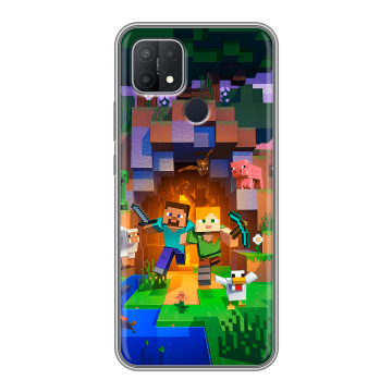Силиконовый чехол на OPPO A15 с принтом Майнкрафт Minecraft