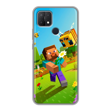 Силиконовый чехол на OPPO A15 с принтом Майнкрафт Minecraft
