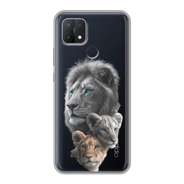 Силиконовый чехол на OPPO A15 с принтом Львы Силиконовый чехол на OPPO A15 с принтом Львы