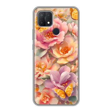 Силиконовый чехол на OPPO A15 с принтом Цветы и бабочки Силиконовый чехол на OPPO A15 с принтом Цветы и бабочки