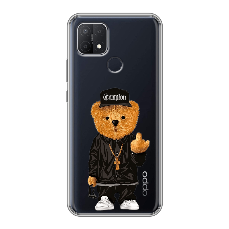 Силиконовый противоударный чехол на OPPO A15 с принтом Мишка Силиконовый противоударный чехол на OPPO A15 с принтом Мишка