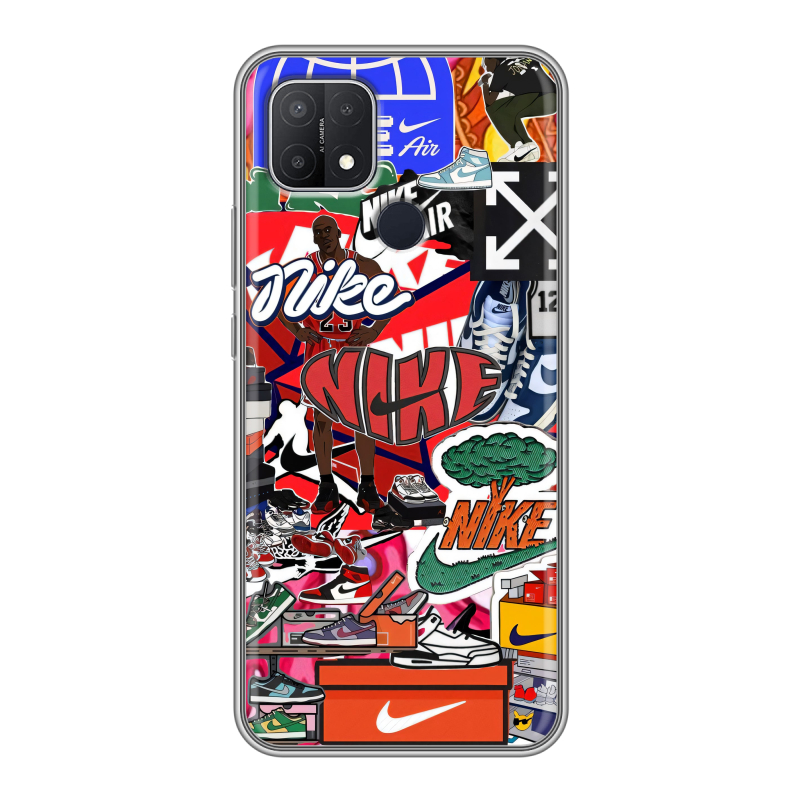 Силиконовый чехол на OPPO A15 с принтом Найк Nike яркий Силиконовый чехол на OPPO A15 с принтом Найк Nike яркий