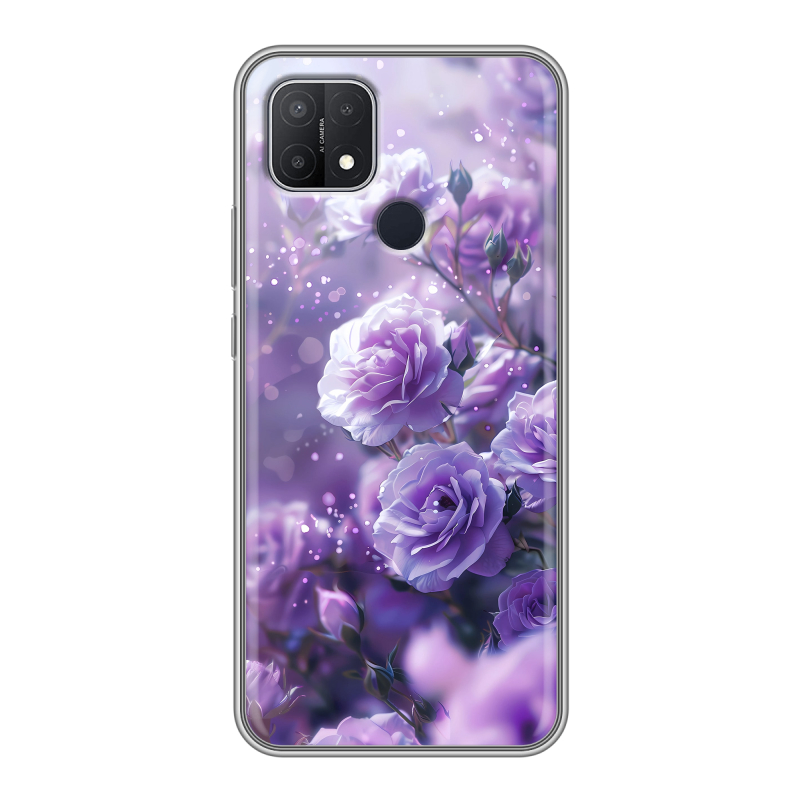 Силиконовый противоударный чехол на OPPO A15 с принтом Розы цветы Силиконовый противоударный чехол на OPPO A15 с принтом Розы цветы