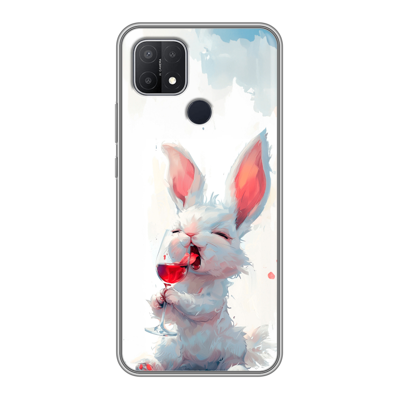 Силиконовый чехол на OPPO A15 с принтом кролик зайчик Силиконовый чехол на OPPO A15 с принтом кролик зайчик