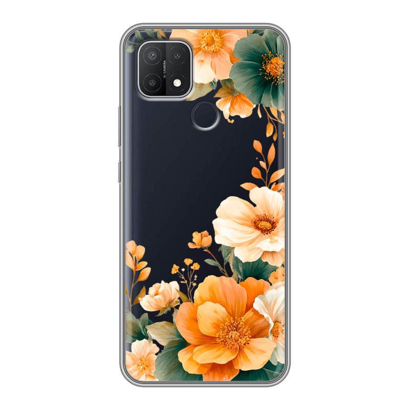 Силиконовый противоударный чехол на OPPO A15 с принтом Цветы принт Силиконовый противоударный чехол на OPPO A15 с принтом Цветы принт
