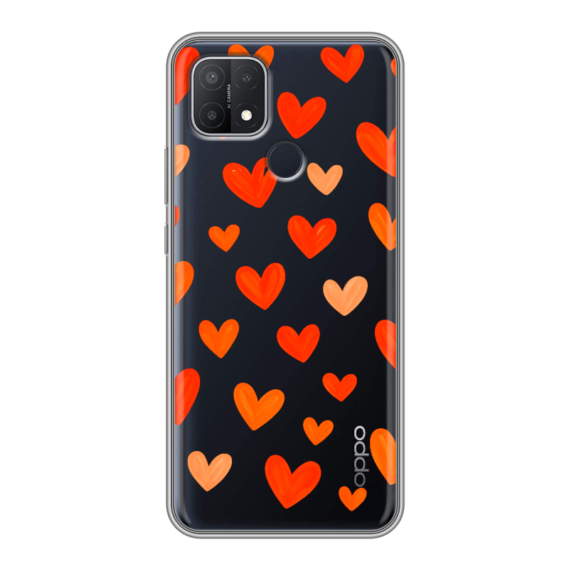 Силиконовый чехол на OPPO A15 с принтом Сердечки Силиконовый чехол на OPPO A15 с принтом Сердечки