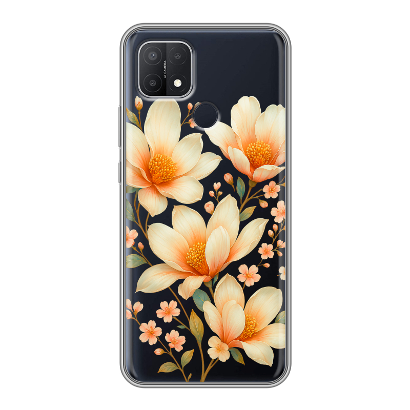 Силиконовый чехол на OPPO A15 с принтом Цветы Силиконовый чехол на OPPO A15 с принтом Цветы