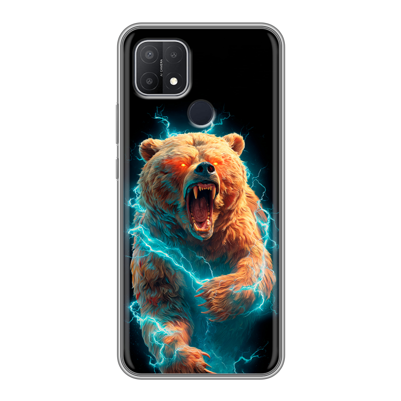 Силиконовый чехол на OPPO A15 с принтом Медведь Силиконовый чехол на OPPO A15 с принтом Медведь