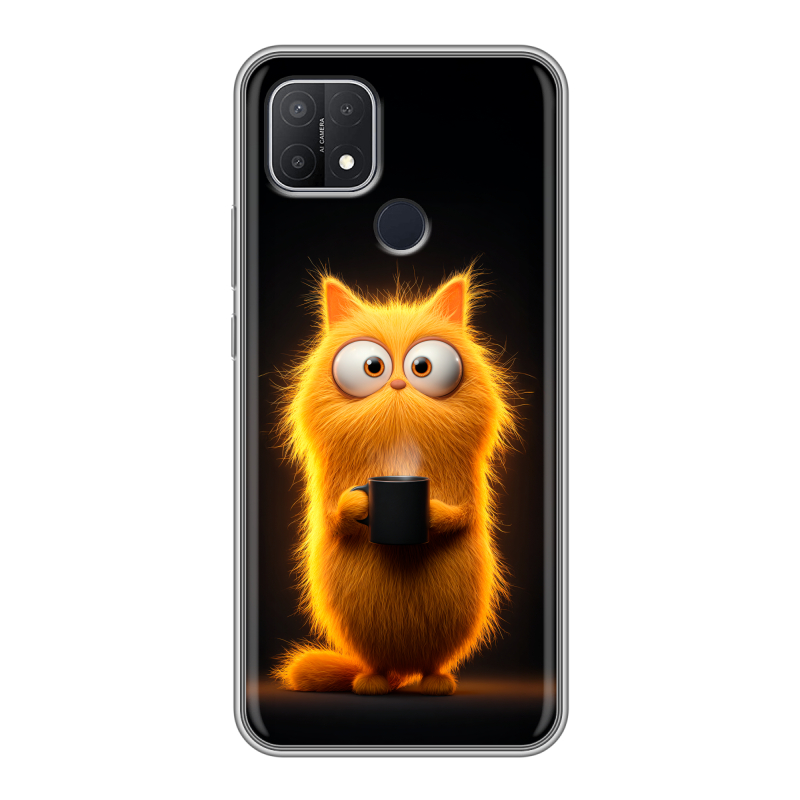 Силиконовый чехол на OPPO A15 с принтом Смешной кот Силиконовый чехол на OPPO A15 с принтом Смешной кот