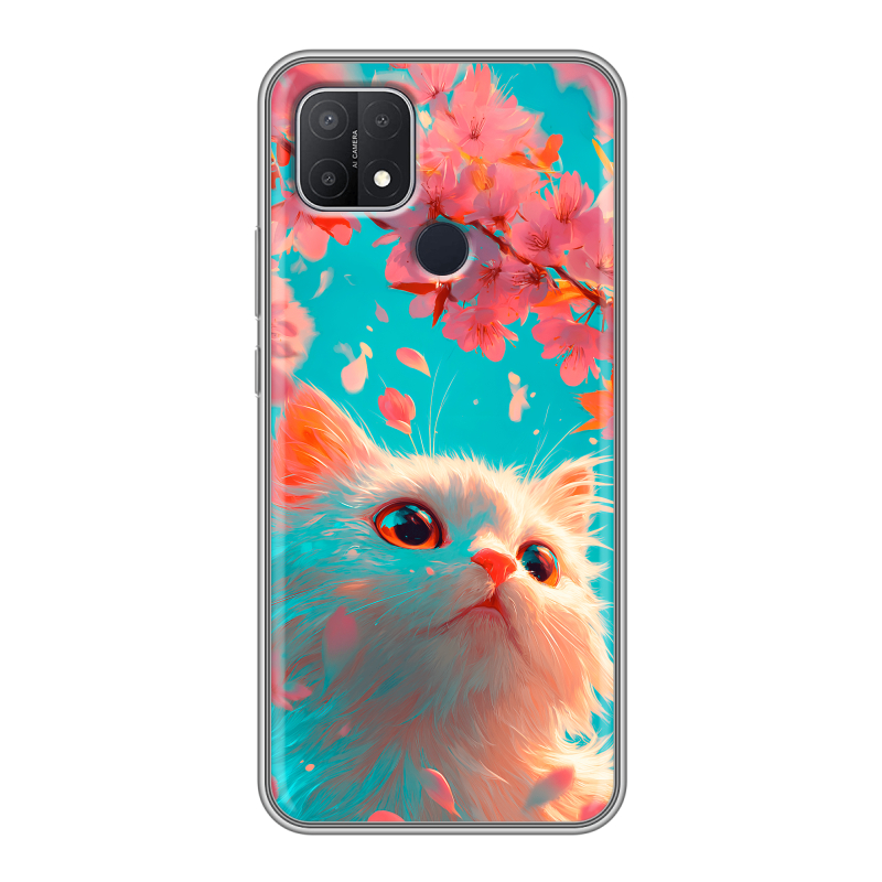 Силиконовый противоударный чехол на OPPO A15 с принтом Красивый кот Силиконовый противоударный чехол на OPPO A15 с принтом Красивый кот
