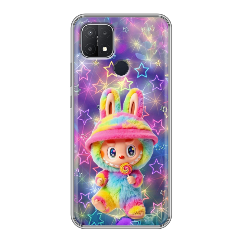 Силиконовый чехол на OPPO A15 с принтом Labubu Лабубу Силиконовый чехол на OPPO A15 с принтом Labubu Лабубу