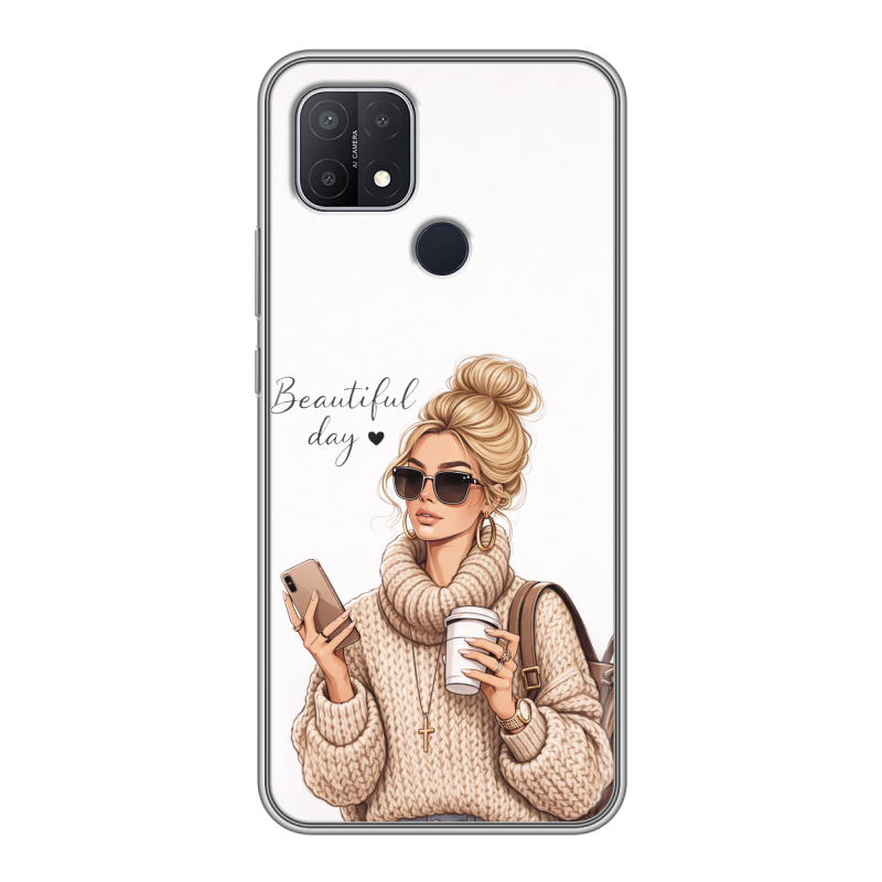 Силиконовый противоударный чехол на OPPO A15 с принтом женский Силиконовый противоударный чехол на OPPO A15 с принтом женский