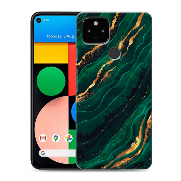 Силиконовый чехол на Google Pixel 4a 5G с принтом Мрамор зеленое золото Силиконовый чехол на Google Pixel 4a 5G с принтом Мрамор зеленое золото