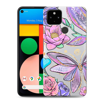 Силиконовый чехол на Google Pixel 4a 5G с принтом Бабочки и цветы Силиконовый чехол на Google Pixel 4a 5G с принтом Бабочки и цветы