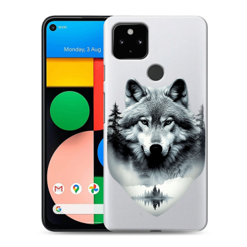 Силиконовый чехол на Google Pixel 4a 5G с принтом Волк в лесу Силиконовый чехол на Google Pixel 4a 5G с принтом Волк в лесу