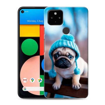 Силиконовый чехол на Google Pixel 4a 5G с принтом Мопс в шапке Силиконовый чехол на Google Pixel 4a 5G с принтом Мопс в шапке