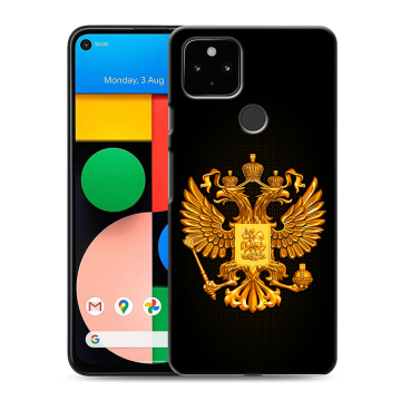 Силиконовый чехол на Google Pixel 4a 5G с принтом Герб России желтый Силиконовый чехол на Google Pixel 4a 5G с принтом Герб России желтый