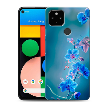 Силиконовый чехол на Google Pixel 4a 5G с принтом Голубые цветы Силиконовый чехол на Google Pixel 4a 5G с принтом Голубые цветы