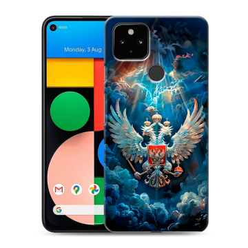 Силиконовый чехол на Google Pixel 4a 5G с принтом Герб флаг России Силиконовый чехол на Google Pixel 4a 5G с принтом Герб флаг России