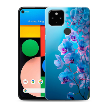 Силиконовый чехол на Google Pixel 4a 5G с принтом голубые орхидеи Силиконовый чехол на Google Pixel 4a 5G с принтом голубые орхидеи