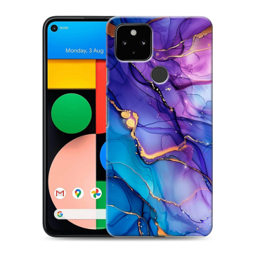 Силиконовый чехол на Google Pixel 4a 5G с принтом синий мрамор Силиконовый чехол на Google Pixel 4a 5G с принтом синий мрамор