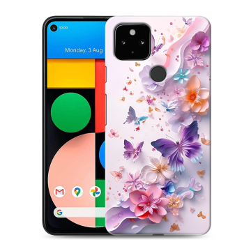 Силиконовый чехол на Google Pixel 4a 5G с принтом цветы бабочки