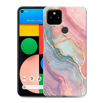 Силиконовый чехол на Google Pixel 4a 5G с принтом розовый мрамор Силиконовый чехол на Google Pixel 4a 5G с принтом розовый мрамор