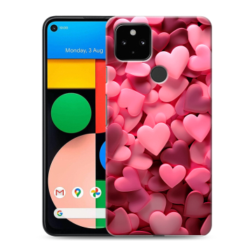 Силиконовый чехол на Google Pixel 4a 5G с принтом розовые сердечки Силиконовый чехол на Google Pixel 4a 5G с принтом розовые сердечки