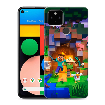 Силиконовый чехол на Google Pixel 4a 5G с принтом Майнкрафт Minecraft