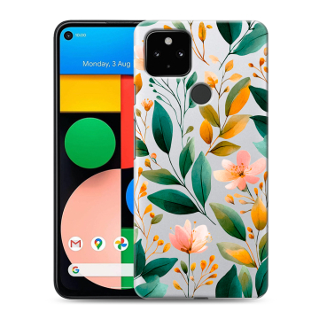 Силиконовый чехол на Google Pixel 4a 5G с принтом Цветы паттерн Силиконовый чехол на Google Pixel 4a 5G с принтом Цветы паттерн