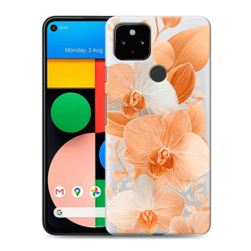 Силиконовый чехол на Google Pixel 4a 5G с принтом Бежевые цветы Силиконовый чехол на Google Pixel 4a 5G с принтом Бежевые цветы