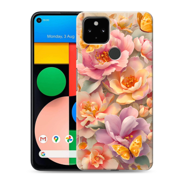 Силиконовый чехол на Google Pixel 4a 5G с принтом Цветы и бабочки Силиконовый чехол на Google Pixel 4a 5G с принтом Цветы и бабочки