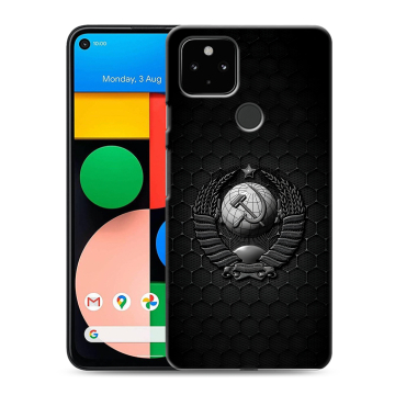 Силиконовый чехол на Google Pixel 4a 5G с принтом Герб Флаг СССР