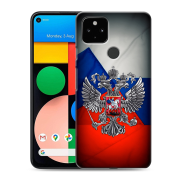 Силиконовый чехол на Google Pixel 4a 5G с принтом Флаг России Силиконовый чехол на Google Pixel 4a 5G с принтом Флаг России