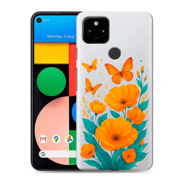 Силиконовый чехол на Google Pixel 4a 5G с принтом цветы бабочки