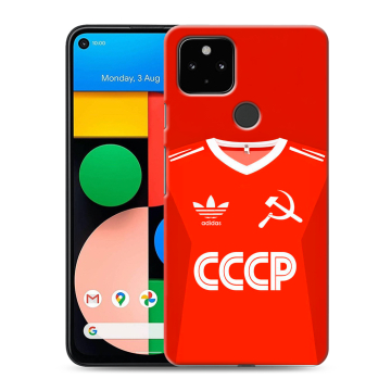 Силиконовый чехол на Google Pixel 4a 5G с принтом Флаг Герб СССР