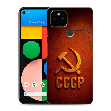 Силиконовый чехол на Google Pixel 4a 5G с принтом Флаг Герб СССР Силиконовый чехол на Google Pixel 4a 5G с принтом Флаг Герб СССР