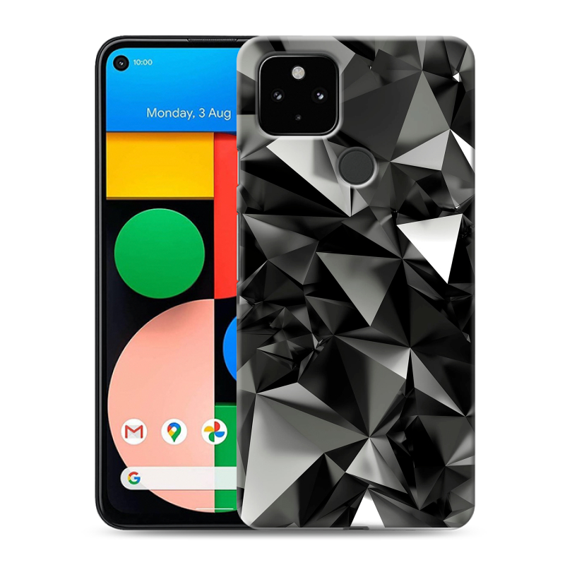 Силиконовый противоударный чехол на Google Pixel 4a 5G с принтом Черные кристаллы Силиконовый противоударный чехол на Google Pixel 4a 5G с принтом Черные кристаллы