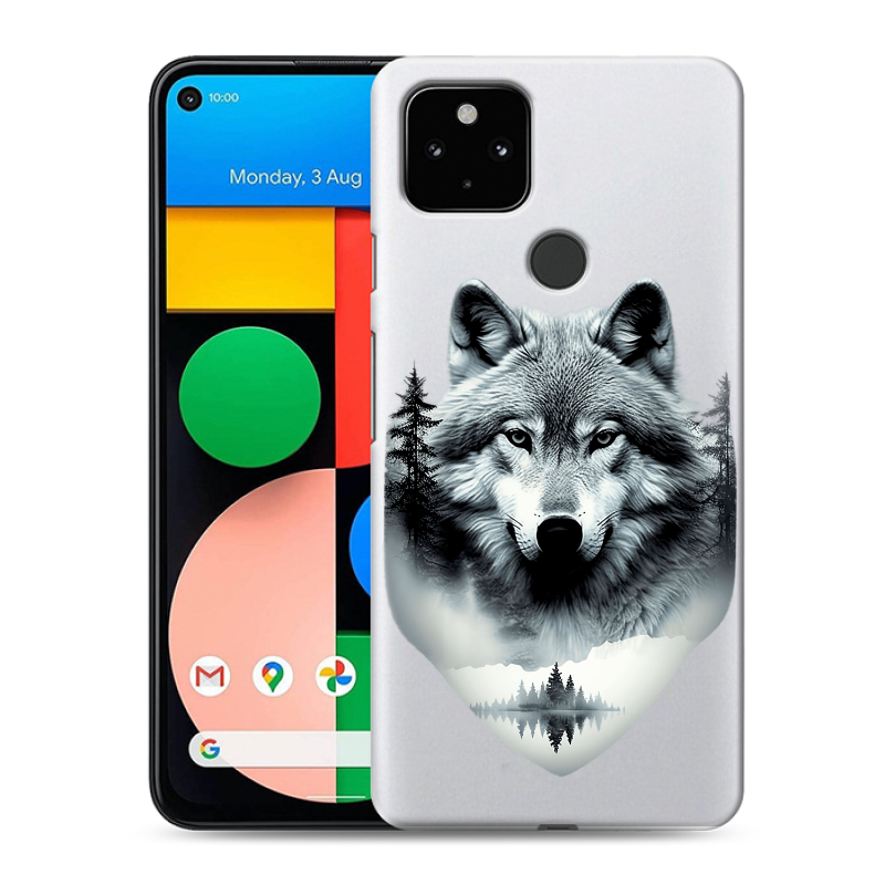 Силиконовый чехол на Google Pixel 4a 5G с принтом Волк в лесу Силиконовый чехол на Google Pixel 4a 5G с принтом Волк в лесу