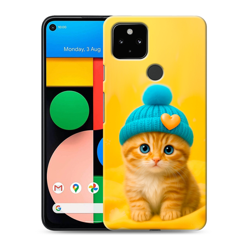Силиконовый чехол на Google Pixel 4a 5G с принтом Котенок в шапке Силиконовый чехол на Google Pixel 4a 5G с принтом Котенок в шапке
