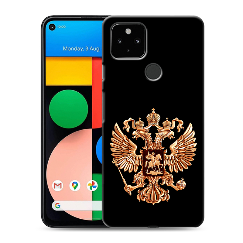 Силиконовый чехол на Google Pixel 4a 5G с принтом Герб России золотой Силиконовый чехол на Google Pixel 4a 5G с принтом Герб России золотой