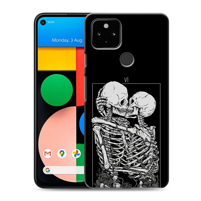 Пластиковый чехол на Google Pixel 4a 5G с принтом Поцелуй скелетов Пластиковый чехол на Google Pixel 4a 5G с принтом Поцелуй скелетов