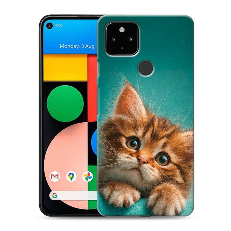 Силиконовый противоударный чехол на Google Pixel 4a 5G с принтом котенок Силиконовый противоударный чехол на Google Pixel 4a 5G с принтом котенок