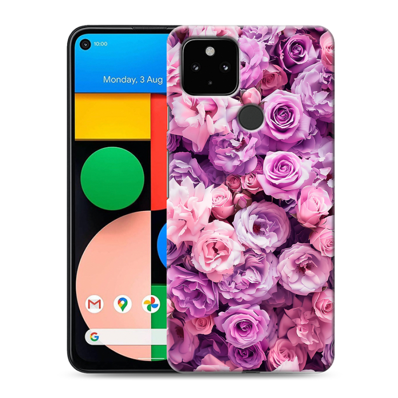 Пластиковый чехол на Google Pixel 4a 5G с принтом лавандовые розы Пластиковый чехол на Google Pixel 4a 5G с принтом лавандовые розы