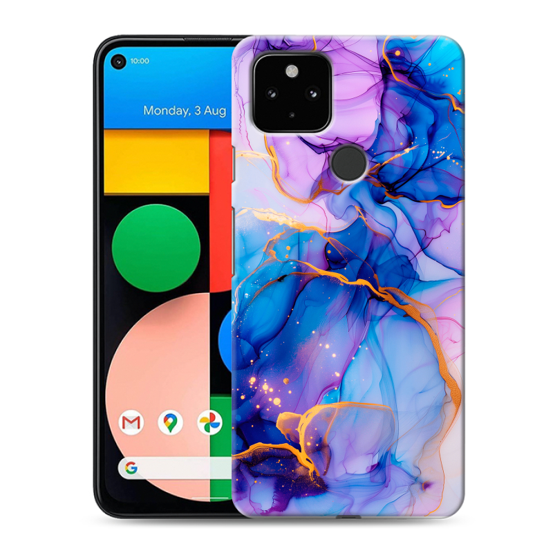 Силиконовый чехол на Google Pixel 4a 5G с принтом синий мрамор Силиконовый чехол на Google Pixel 4a 5G с принтом синий мрамор