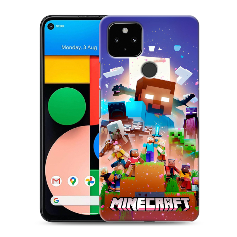 Силиконовый чехол на Google Pixel 4a 5G с принтом Майнкрафт Minecraft Силиконовый чехол на Google Pixel 4a 5G с принтом Майнкрафт Minecraft