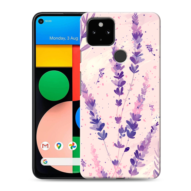 Силиконовый противоударный чехол на Google Pixel 4a 5G с принтом цветы лаванда Силиконовый противоударный чехол на Google Pixel 4a 5G с принтом цветы лаванда