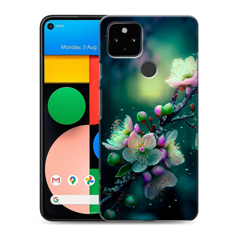 Силиконовый чехол на Google Pixel 4a 5G с принтом Цветы и мрамор Силиконовый чехол на Google Pixel 4a 5G с принтом Цветы и мрамор