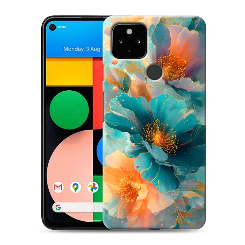 Силиконовый противоударный чехол на Google Pixel 4a 5G с принтом Цветы Силиконовый противоударный чехол на Google Pixel 4a 5G с принтом Цветы