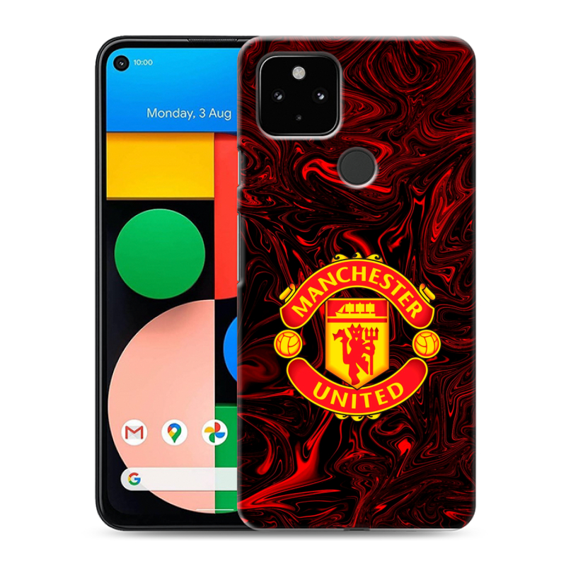 Силиконовый противоударный чехол на Google Pixel 4a 5G с принтом Manchester United Силиконовый противоударный чехол на Google Pixel 4a 5G с принтом Manchester United